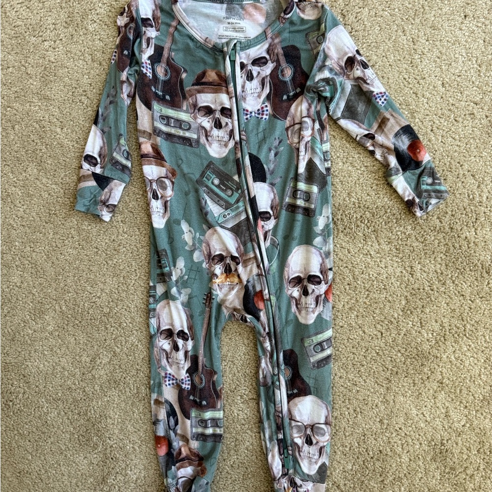 Posh Peanut Green Skull Print Kids Pajamas